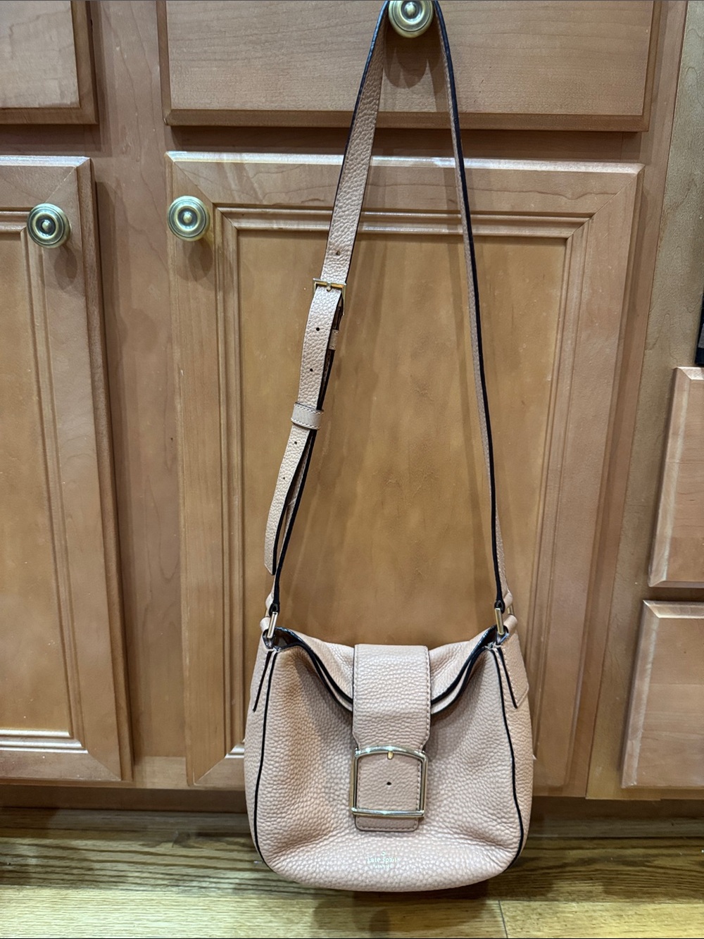 kate spade Pebbled Leather Crossbody in Light Pink with Magnetic Closure